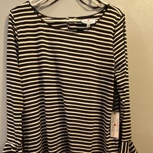 Eloquii and Draper James Black and White Striped Top
